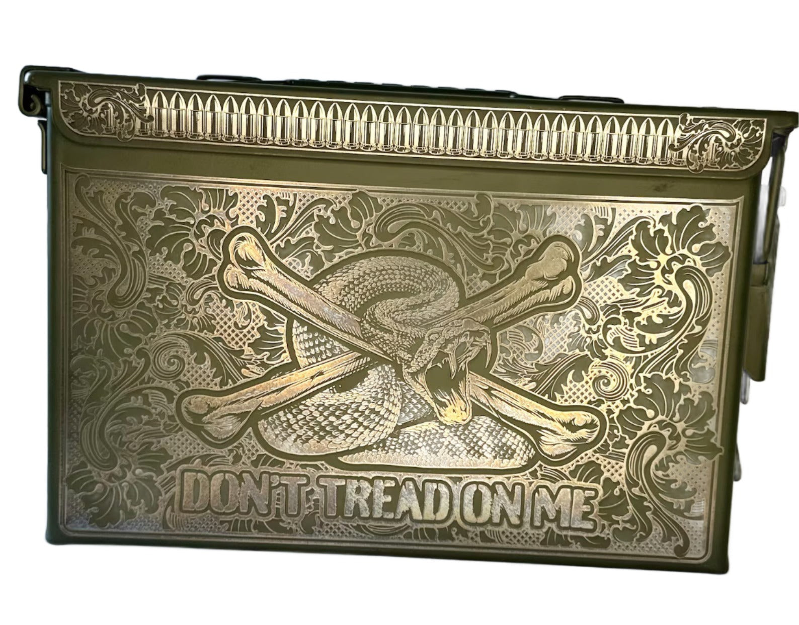 Dont Tread On Me - Customized 50 cal ammo can laser engraved on all sides