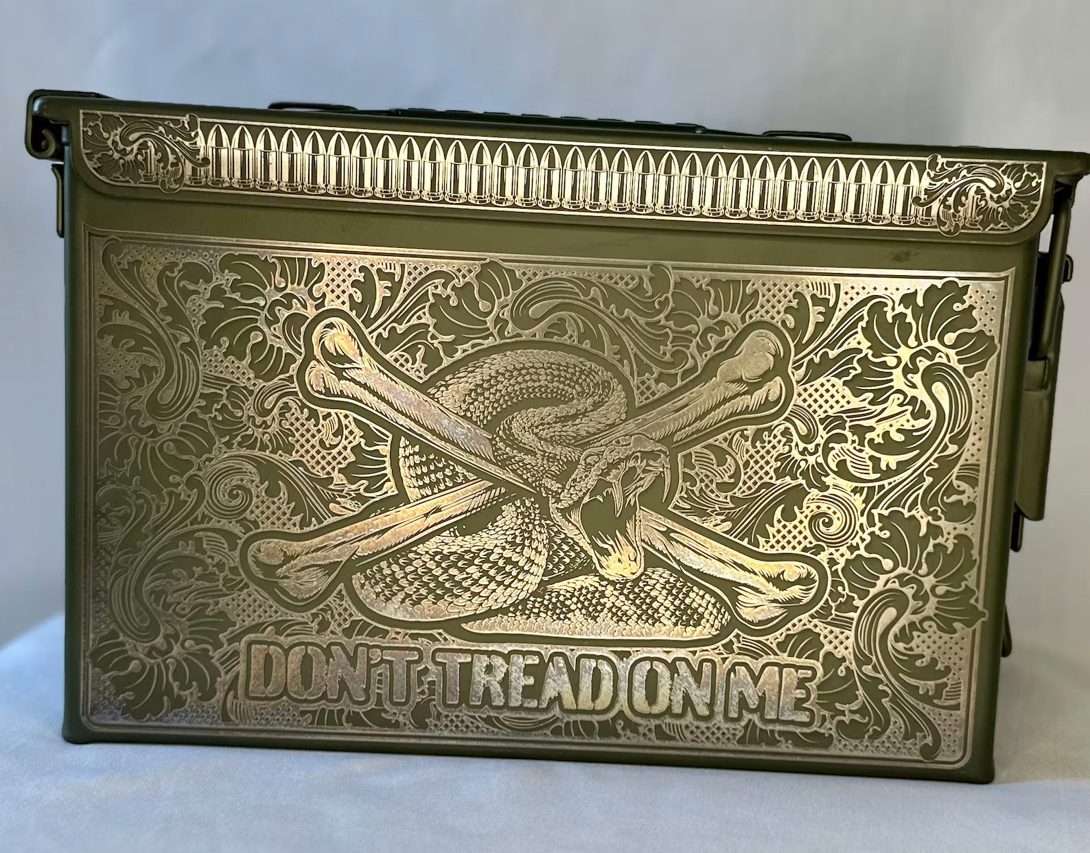 Dont Tread On Me - Customized 50 cal ammo can laser engraved on all sides - 0